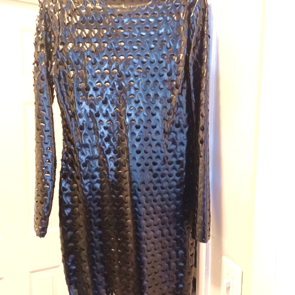 Black Long Sleeve Hollow Out See Through Dress (Bodycon)